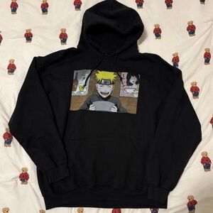 Men's Black Anime Graphic Hoodie